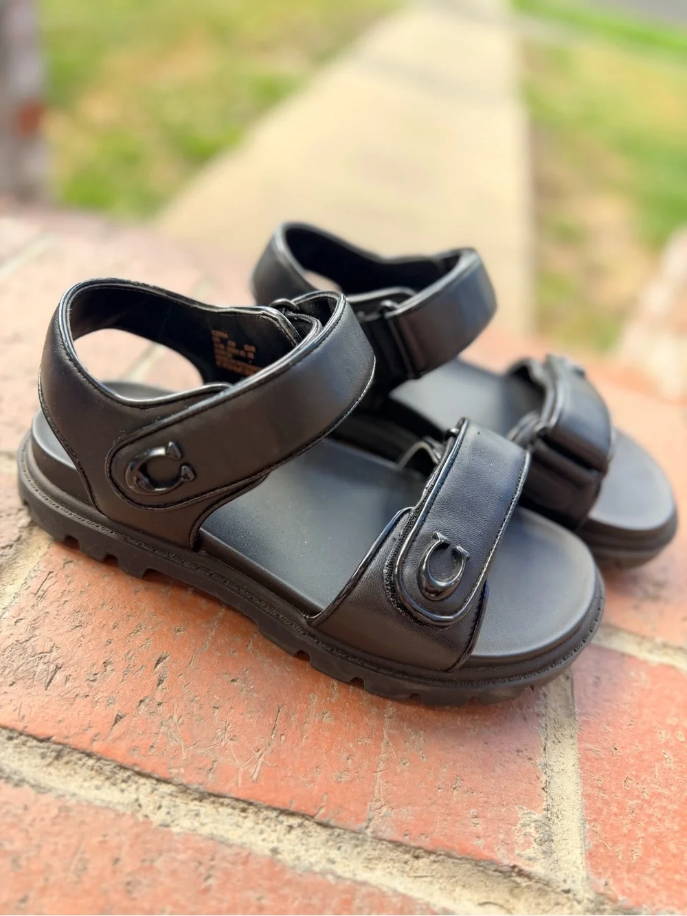Coach Kids Black Adjustable Velcro Sandals